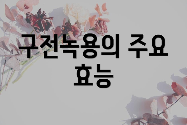 구전녹용의 주요 효능