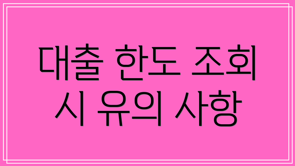 대출 한도 조회 시 유의 사항