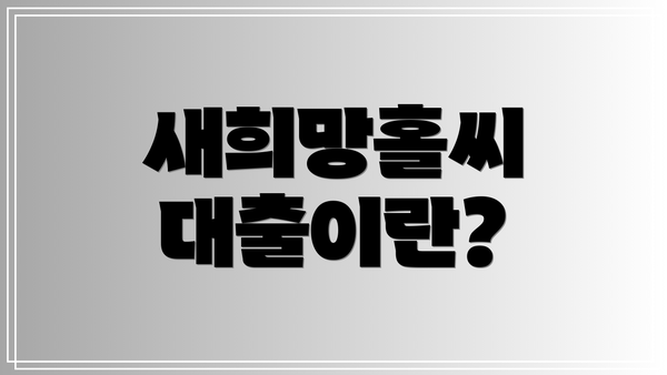새희망홀씨 대출이란?