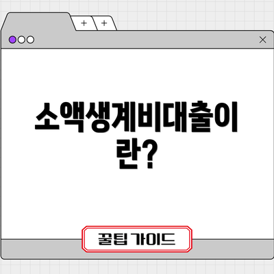 소액생계비대출이란?