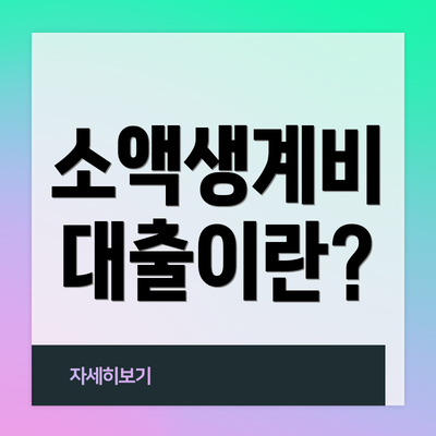 소액생계비 대출이란?