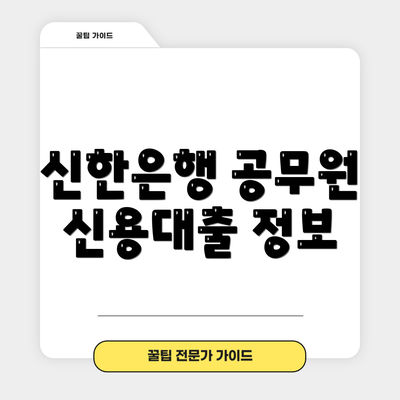 신한은행 공무원 신용대출 정보