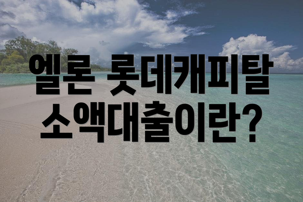 엘론 롯데캐피탈 소액대출이란?