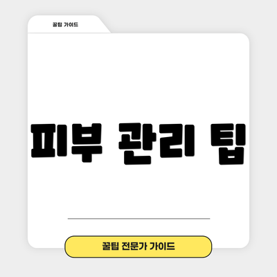 피부 관리 팁