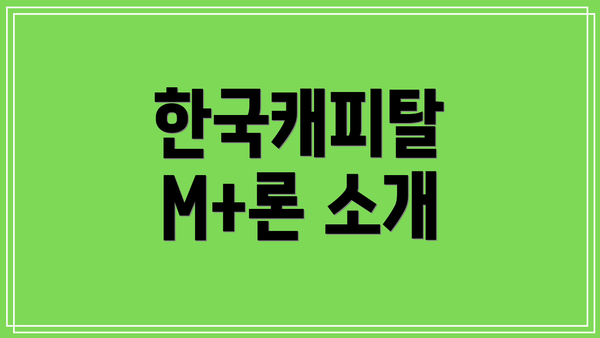 한국캐피탈 M+론 소개