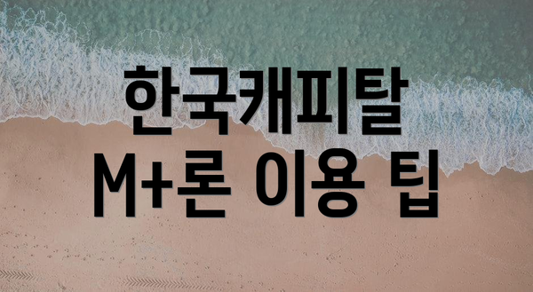 한국캐피탈 M+론 이용 팁