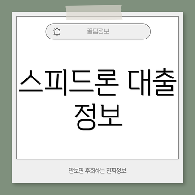 스피드론 대출 정보