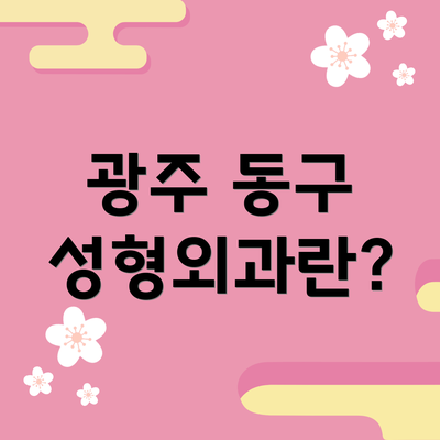 광주 동구 성형외과란?