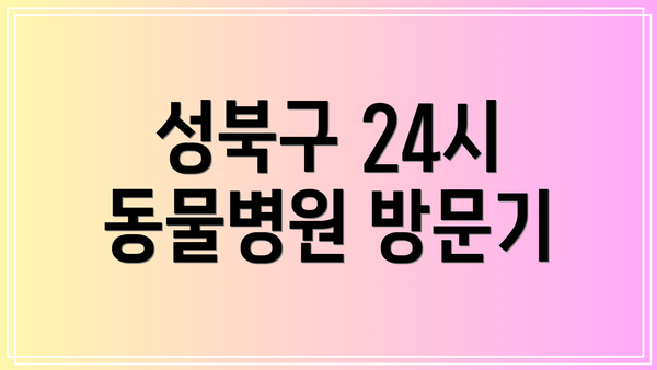 성북구 24시 동물병원 방문기