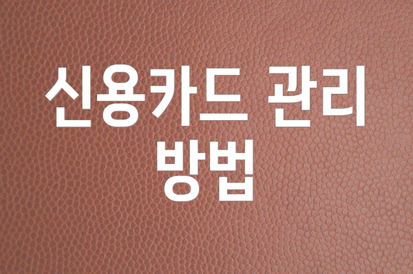 신용카드 관리 방법