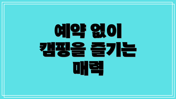 예약 없이 캠핑을 즐기는 매력