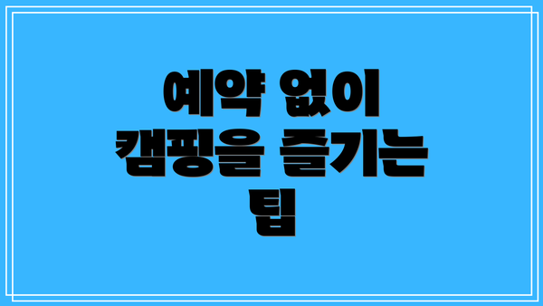 예약 없이 캠핑을 즐기는 팁