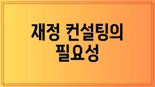 재정 컨설팅의 필요성