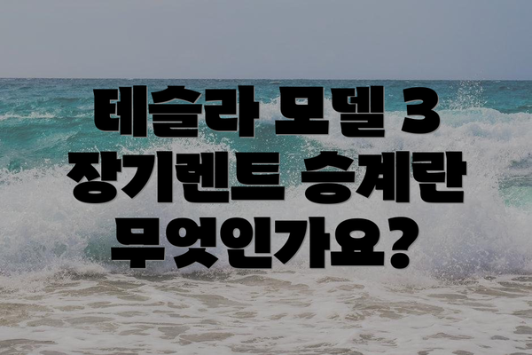 테슬라 모델 3 장기렌트 승계란 무엇인가요?