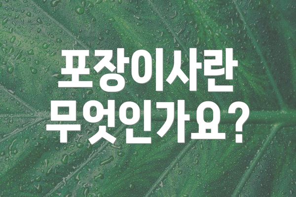 포장이사란 무엇인가요?