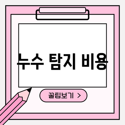 누수 탐지 비용