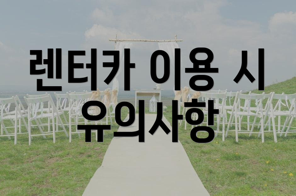 렌터카 이용 시 유의사항