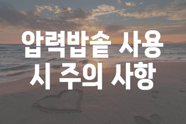 압력밥솥 사용 시 주의 사항