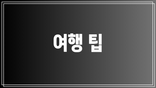 여행 팁