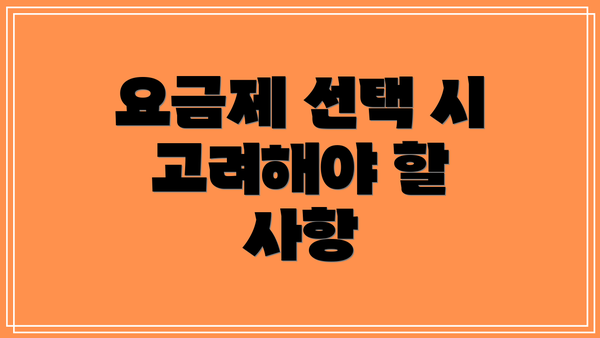 요금제 선택 시 고려해야 할 사항