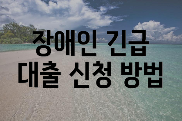 장애인 긴급 대출 신청 방법