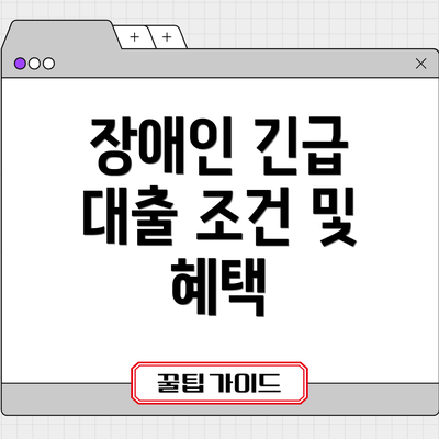 장애인 긴급 대출 조건 및 혜택