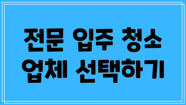 전문 입주 청소 업체 선택하기