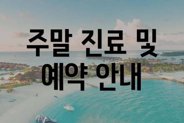 주말 진료 및 예약 안내