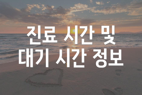 진료 시간 및 대기 시간 정보