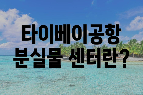 타이베이공항 분실물 센터란?