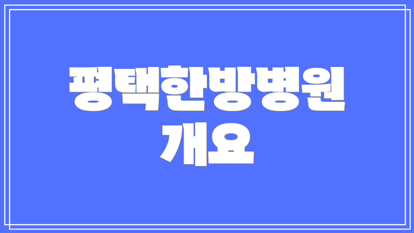 평택한방병원 개요