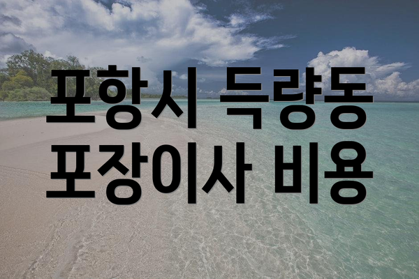 포항시 득량동 포장이사 비용