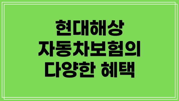 현대해상 자동차보험의 다양한 혜택