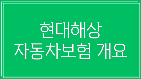 현대해상 자동차보험 개요